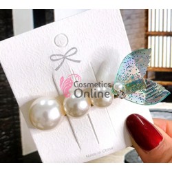 Clema pentru par metalica AGF049 - Aurie cu perle